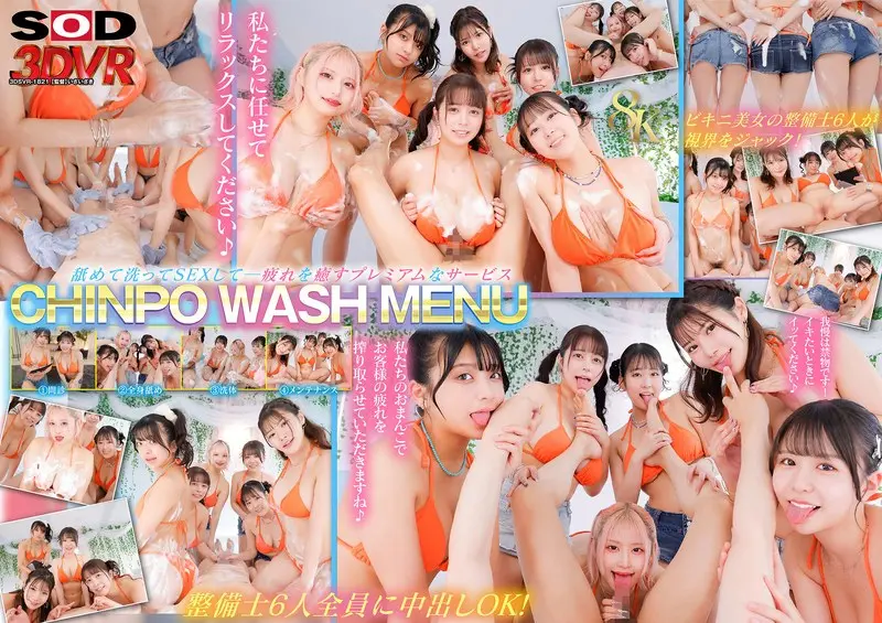 【VR】【8K】CHINPO WASH VR ビキニ整備士6人による全身淫乱点検 全身舐められ!洗われ!究極ハーレム